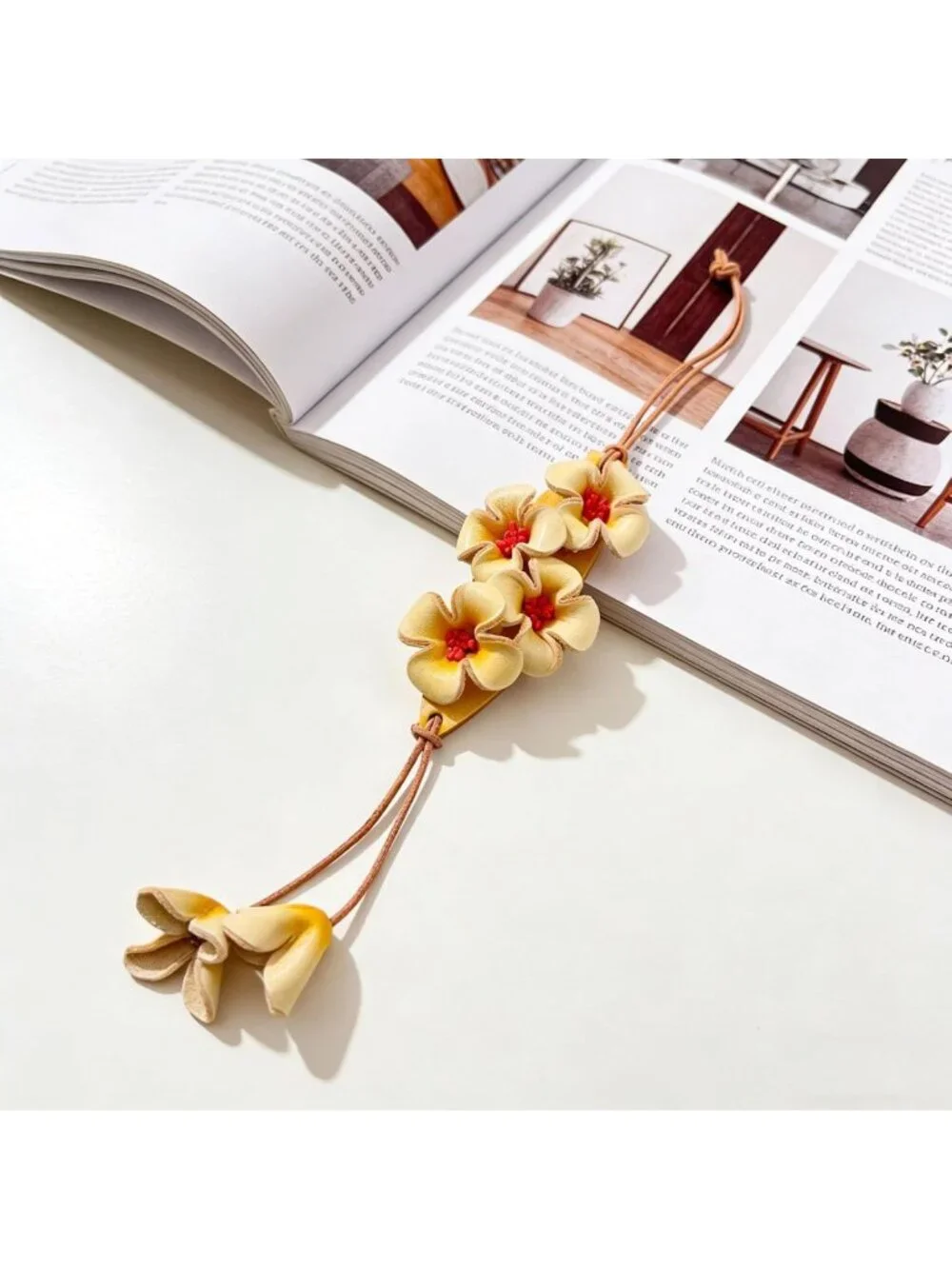 Boho Genuine Leather Flower Keychain | Cute Handbag & Purse Charms for Women